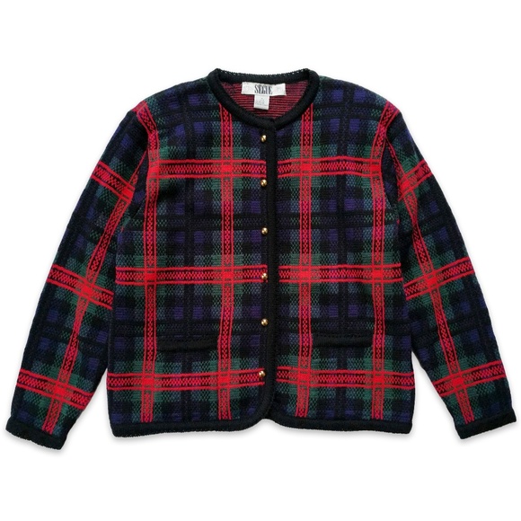 vintage plaid cardigan sweater